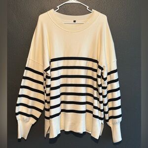Black and White Striped Women's Sweater